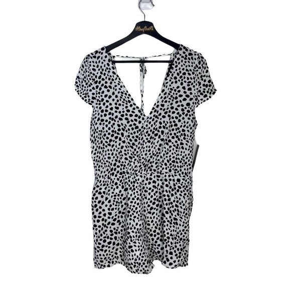 Lulu's Black White Hottie Dotty Romper L - Picture 5 of 6